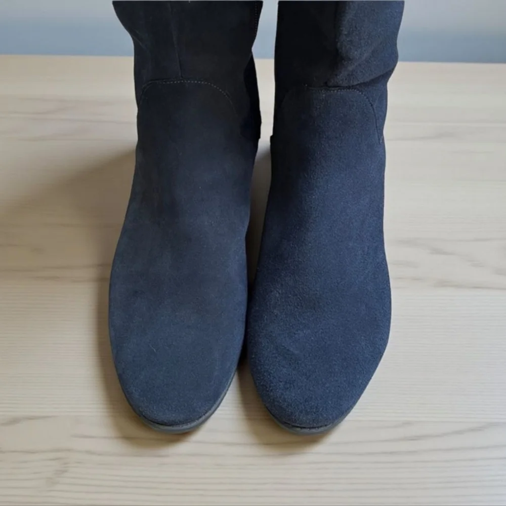 Matisse Camilla Navy Suede Tall Over The Knee Slouch Boots Lace Up 9W